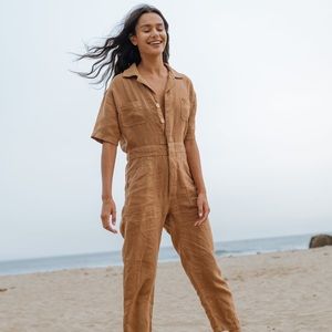 MATE the Label Linen Short Sleeve Jumpsuit